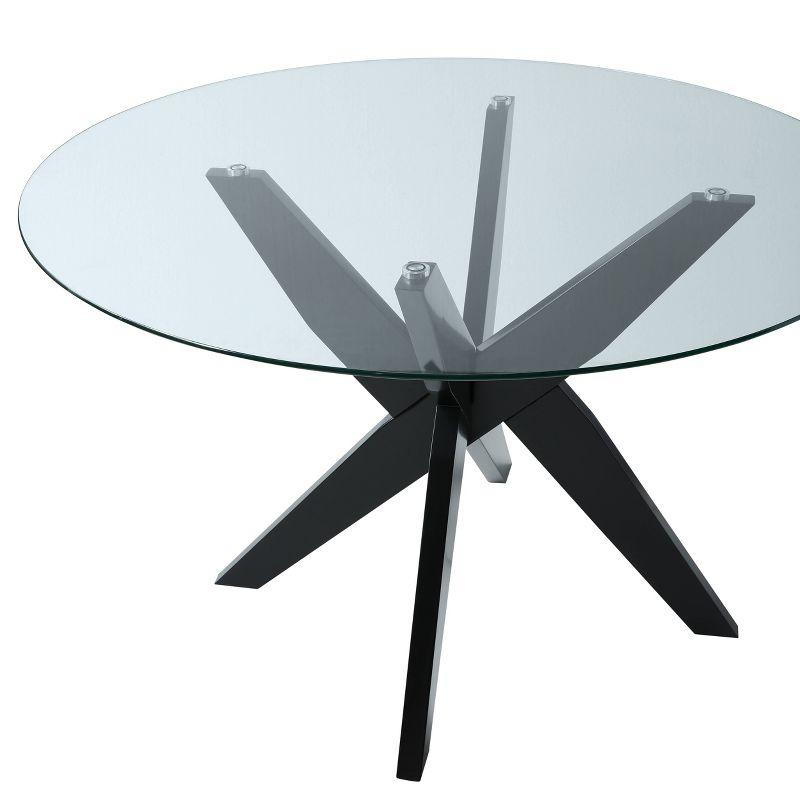 Amalie Round Dining Table Black - Steve Silver Co.: 48" Glass Top, Rubberwood Base, Seats 6