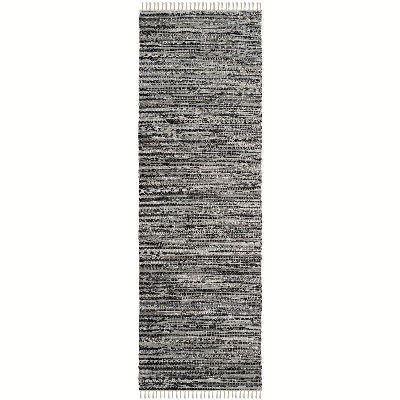 Rag Rug RAR128 Hand Woven Indoor Runner Rug - Grey - 2'3"x7' - Safavieh.