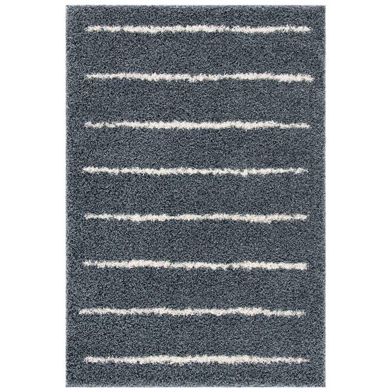 Plush Gray and Ivory 8' x 10' Synthetic Shag Area Rug