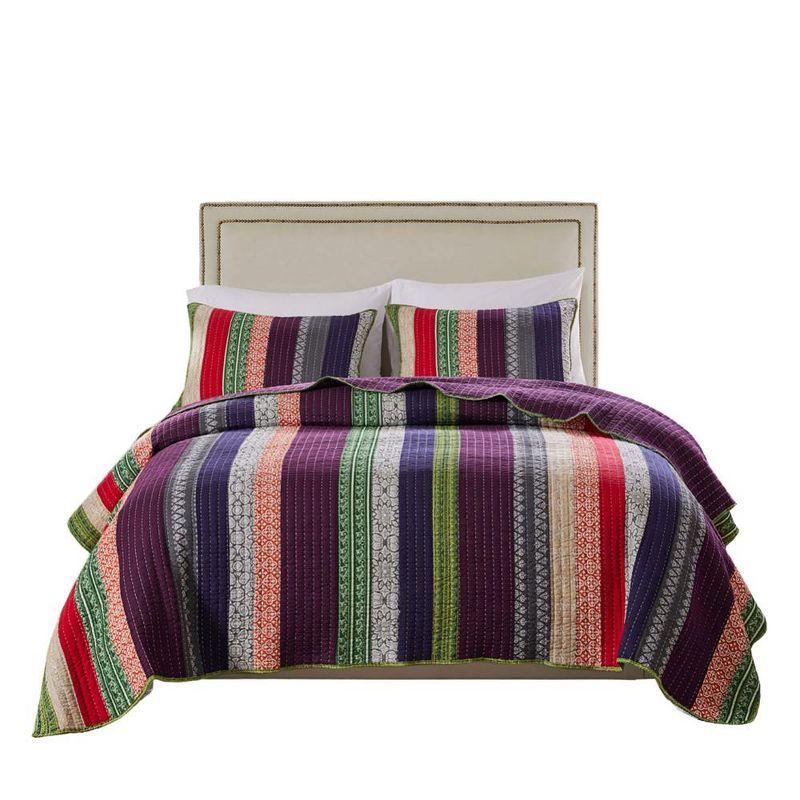 Greenland Home Fashions Marley Boho Patchwork Stripe Quilt Set