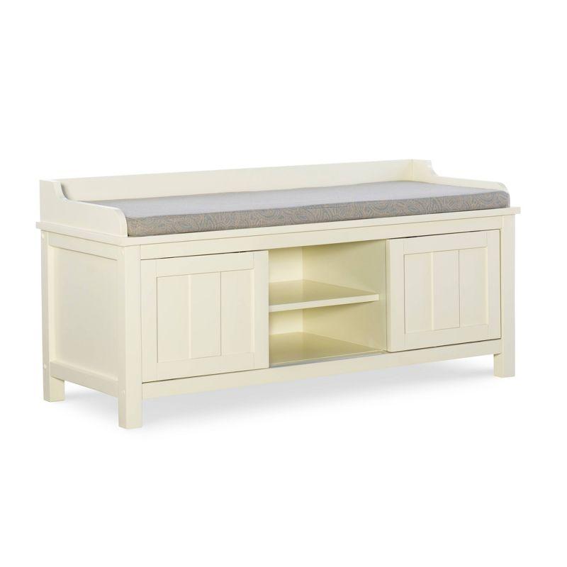45" Lakeville Antique Solid Wood Storage Bench with Cushion, Entryway Seating - Linon