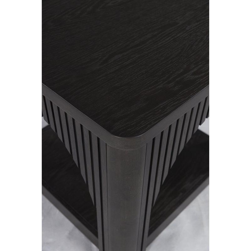 Benjara Yini Square Side End Table, Lattice, Arch Design, 24 Inch Black Wood