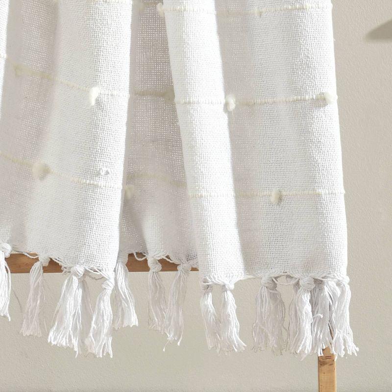 50"x60" Boho Tufted Cotton Woven Tassel Throw Blanket with Fringes White - Lush Décor: Lightweight, Cozy, Machine Washable