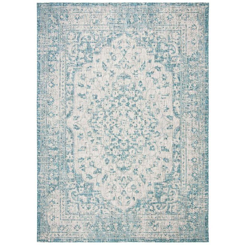 Chic Blue and Grey 9' x 12' Reversible Outdoor Rug