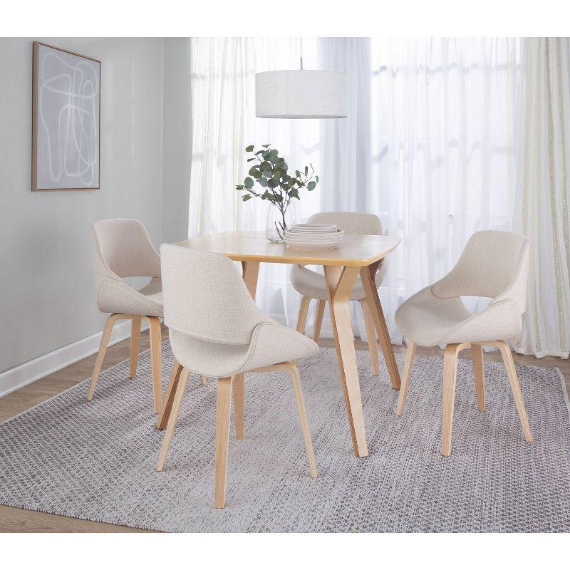 LumiSource Set of 2 Fabrico Dining Chairs Natural/Cream : Upholstered, Wood Frame, Foam Filled, Contemporary Style