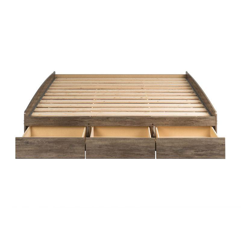 King Mate's Platform Storage Bed with 6 Drawers Drifted Gray - Prepac: King-Sized, No Box Spring Needed
