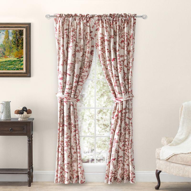 Ricardo Waverly Gardens Rod Pocket Tailored Pair w/Tiebacks 84x72 Garnet