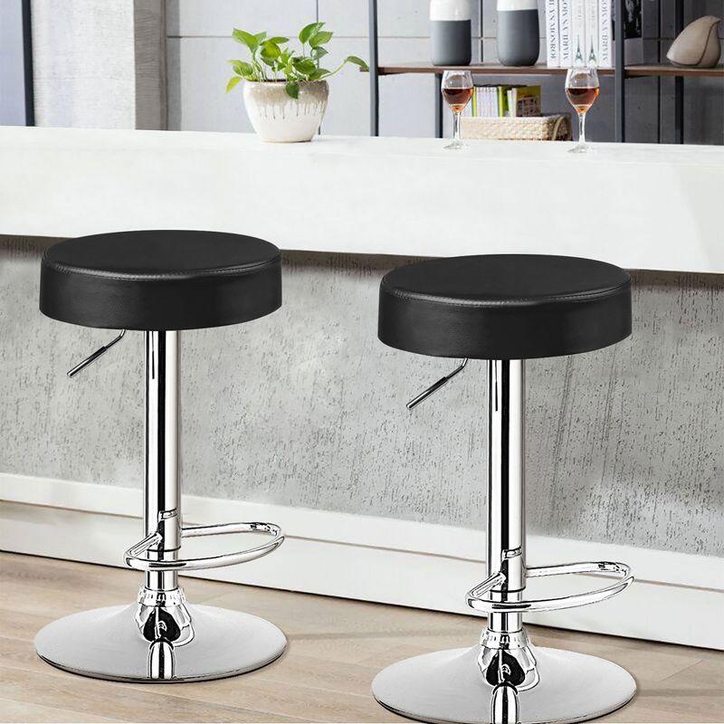 Ivy Bronx Set of 2 Adjustable Swivel Round Bar Stool  Pub Chairs