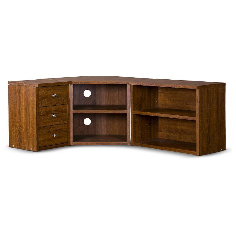 Baxton Studio Commodore TV Stand for TVs up to 55" Brown: Mid-Century Modern Entertainment Center, Media Console