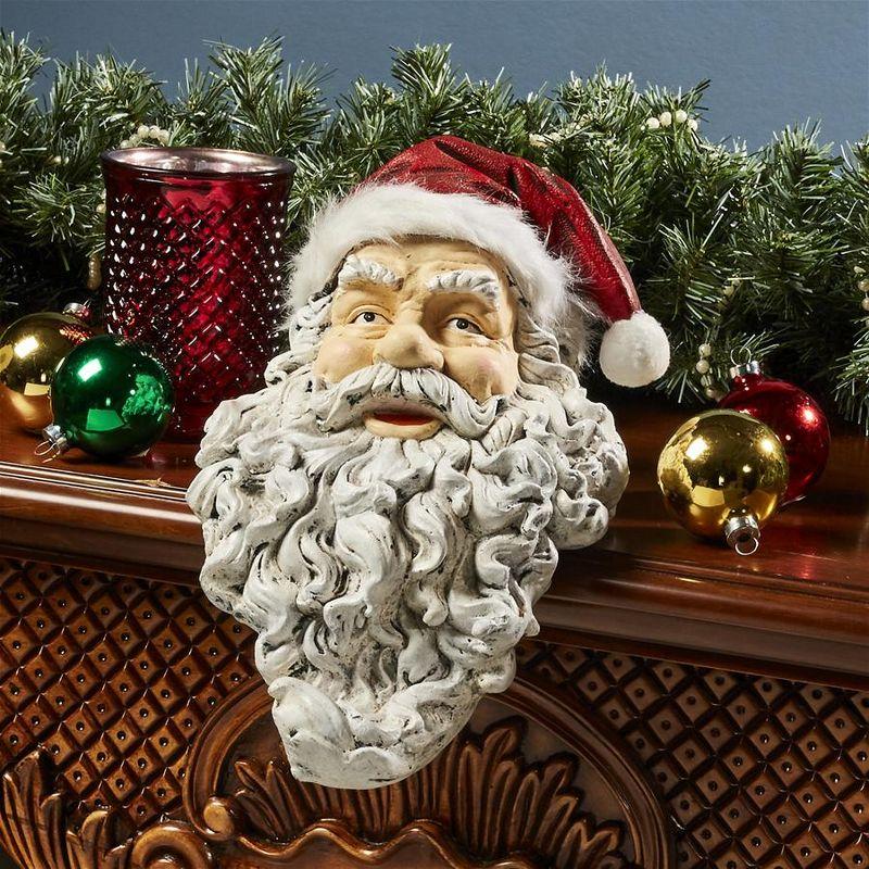 Design Toscano Ho-Ho-Hold It Santa Mantel Stocking Holder Statue, multi-colored