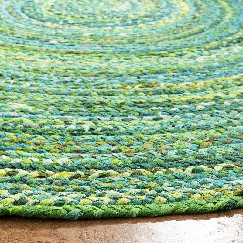 Braided BRD452 Hand Woven Indoor Accent Rug - Green - 3' Round - Safavieh