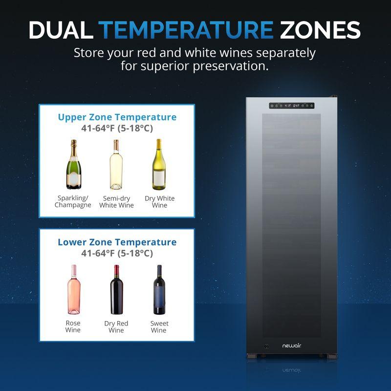 Newair Shadow Series Wine Cooler Refrigerator 56 Bottles Dual Temperature Zones, Freestanding Mirrored Wine and Beverage Fridge