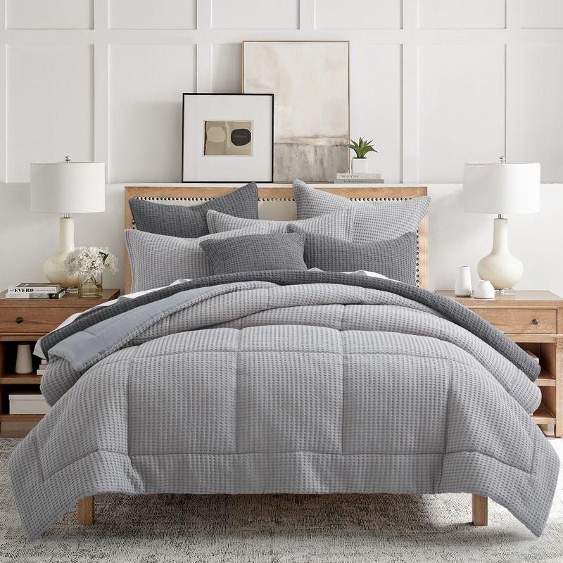 Mills Waffle Grey Pewter Full/Queen Comforter Set - Levtex Home