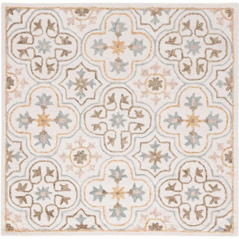 Micro-Loop MLP381 Hand Tufted Indoor Area Rug - Ivory/Grey - 5'x5' - Safavieh