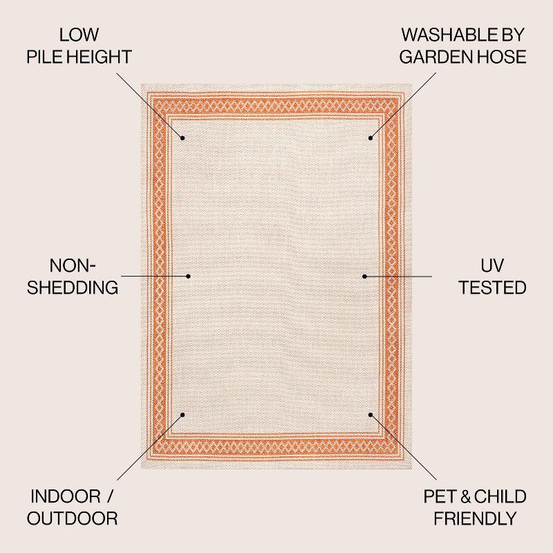 3' x 5' Lucia Classic Diamond Border Indoor/Outdoor Area Rug, Cream/Orange - JONATHAN Y