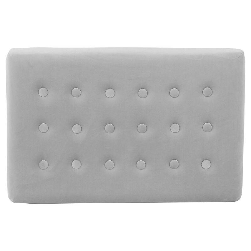 Tufted Velvet Ottoman - Silver - HomePop: Upholstered Footstool, Metal Legs, Polyester Fabric