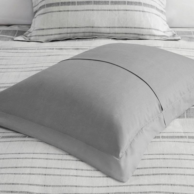 Gray and White Cotton Blend Striped Full/Queen Duvet Cover Set