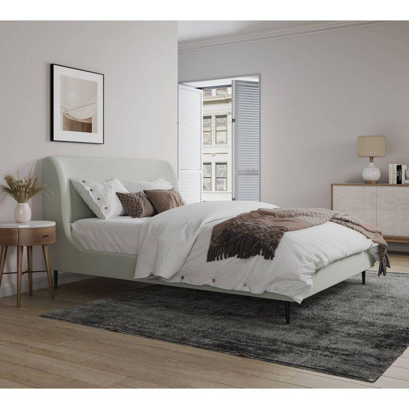Full Heather Upholstered Bed with Black Legs - Manhattan Comfort