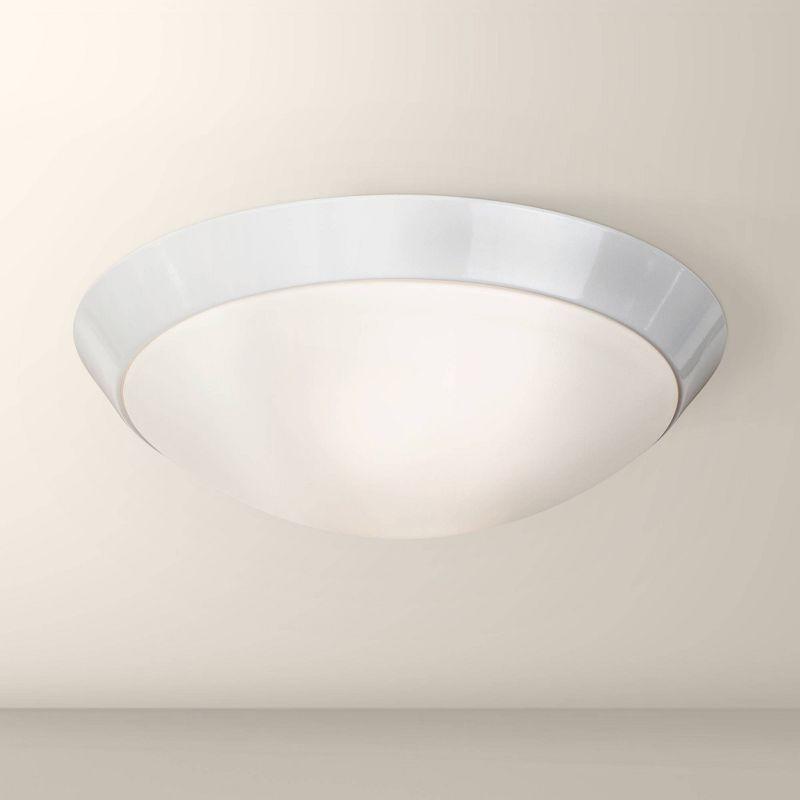 360 Lighting Davis Modern Ceiling Light Flush Mount Fixture 11" Wide White Ring Frosted Glass Dome Shade for Bedroom Kitchen Living Room Hallway House