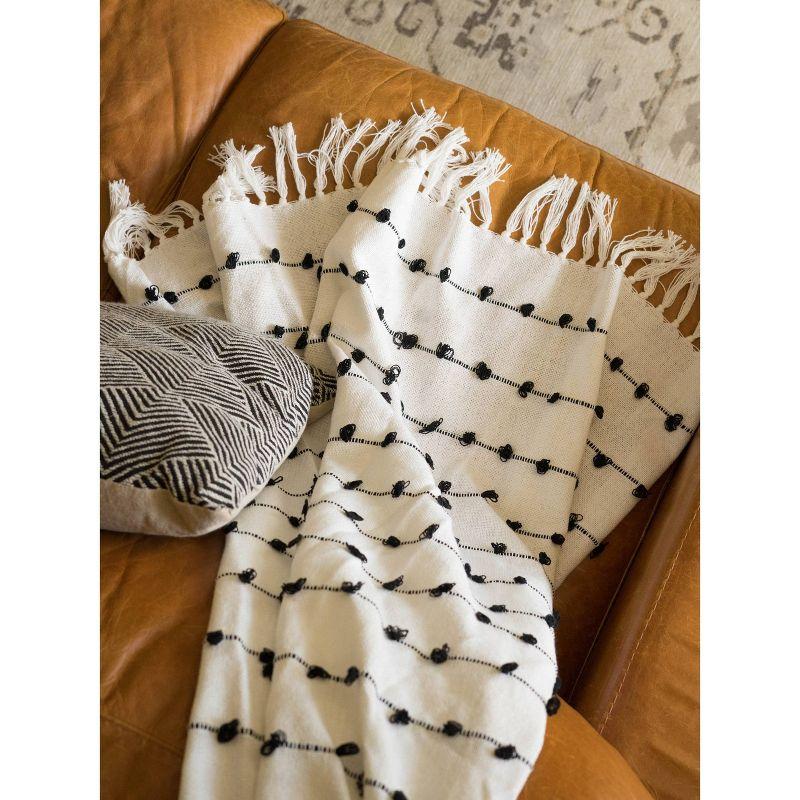 50"x60" Woven Loop Throw Blanket Off-White - Design Imports: Cotton, Hypoallergenic, Machine Washable