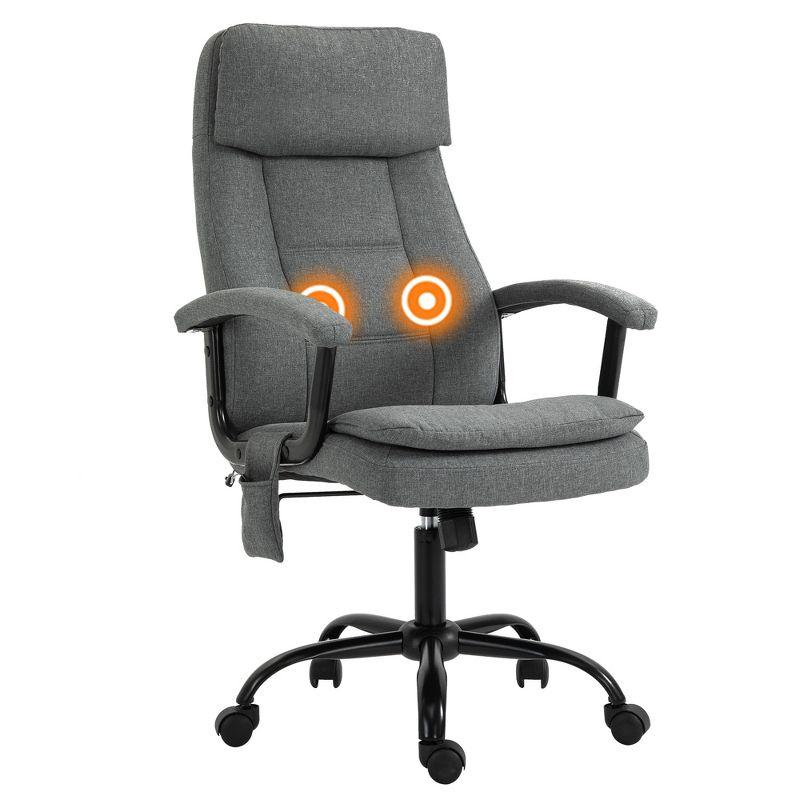 Vinsetto Executive Massage Office Chair with 2-Point Lumbar Massage, USB Power, Adjustable Height, Padded Headrest, Armrest, Gray