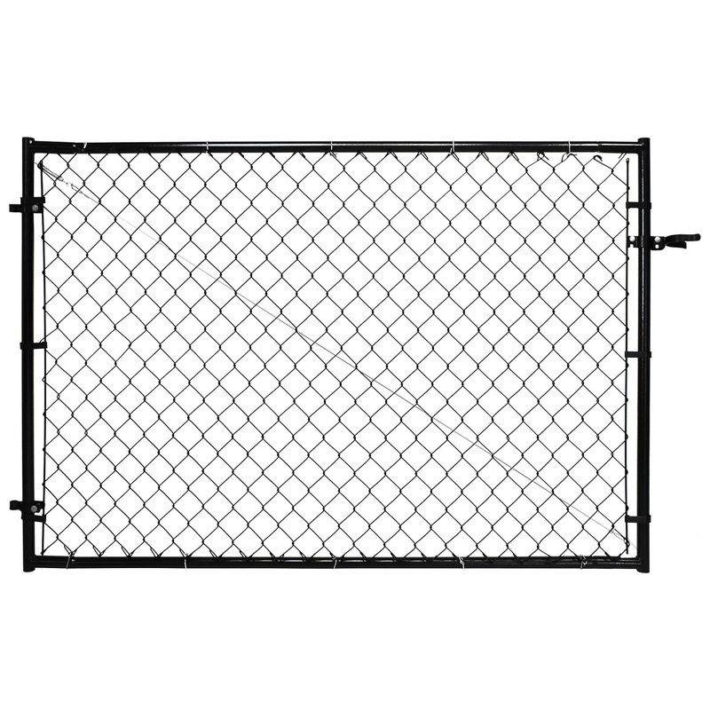 Black Adjustable Chain Link Walk-Thru Gate Kit with Steel Frame