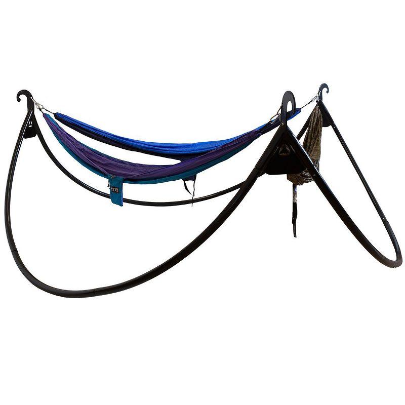 Charcoal Steel Triple Hammock Stand for Outdoor Relaxation