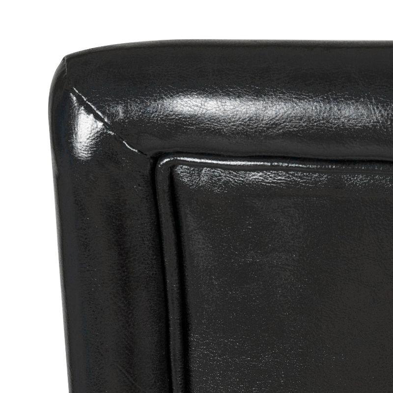 24" Faux Leather Luxury Counter Height Barstool Black - HomePop: Rubberwood Legs, Padded Back
