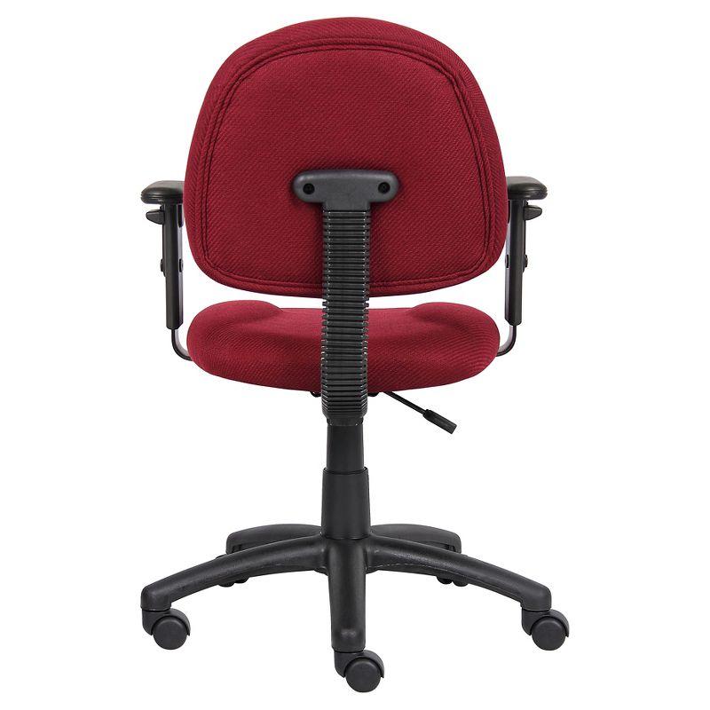 Deluxe Posture Chair with Adjustable Arms Burgundy - Boss Office Products: Ergonomic Swivel, Lumbar Support, Metal Frame