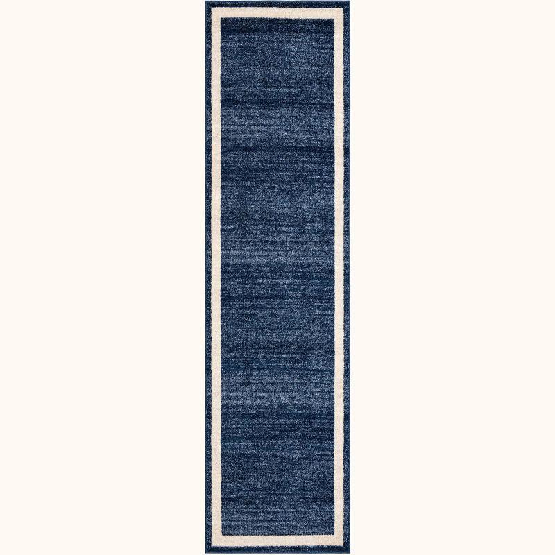 Unique Loom Del Mar Collection Area Rug - Maria (2' 7" x 10' Runner Navy Blue/Ivory)