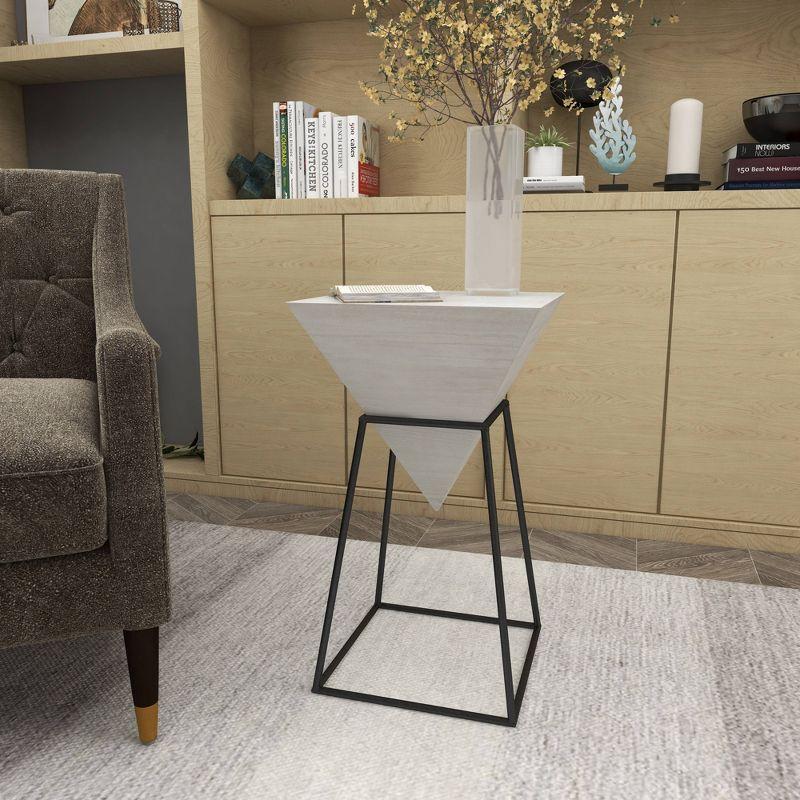 Geometric Accent Table White - Olivia & May: Modern Triangle Side Table, Metal Frame, Wood Top