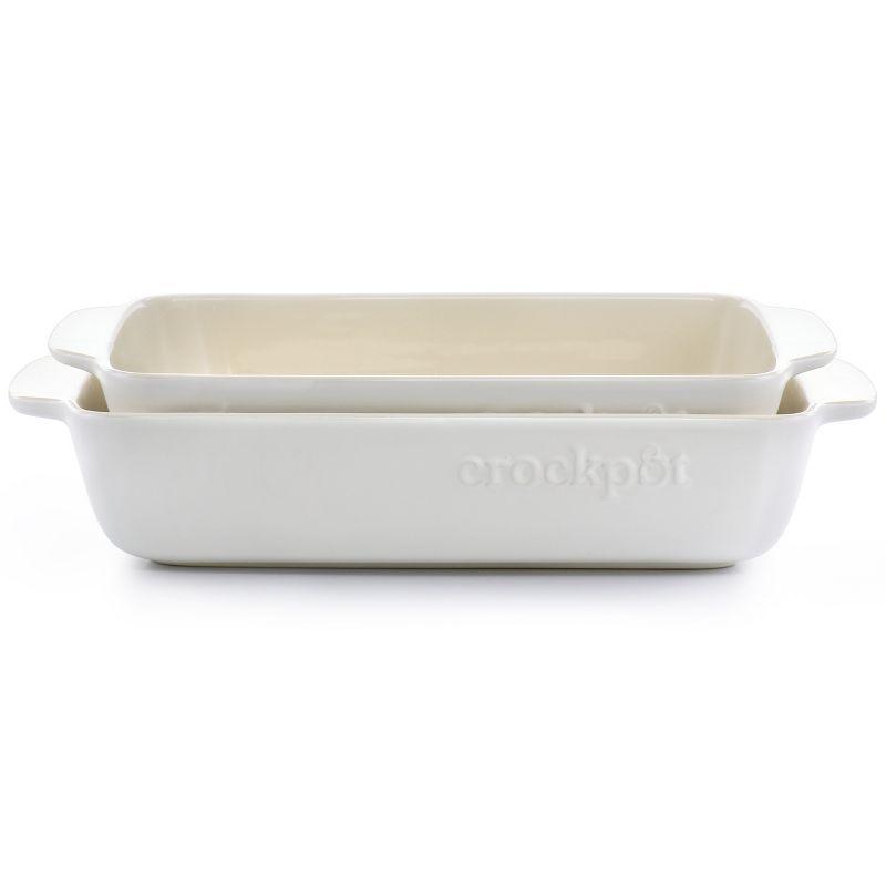 Cream Rectangular Stoneware Bake Pan Set, 2.5 and 3.5 Quart