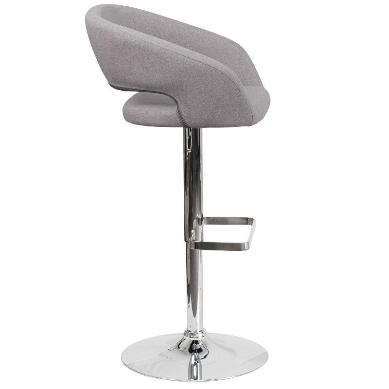 Merrick Lane Modern Bar Stool Rounded Mid-Back Stool With Height Adjustable Swivel Seat