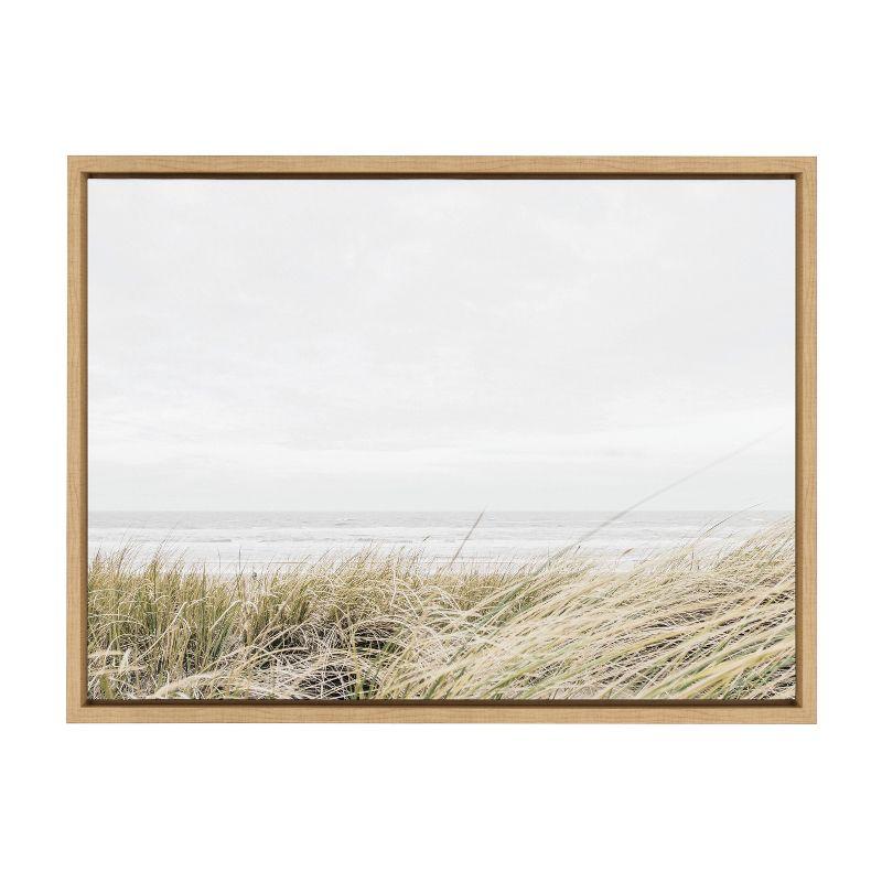 East Beach Coastal Landscape Canvas Art with Natural Frame