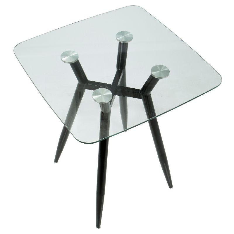 Clara Mid-Century Modern Square Counter Table Clear - LumiSource: Geometric Metal Base, 4-Seat Pub Style