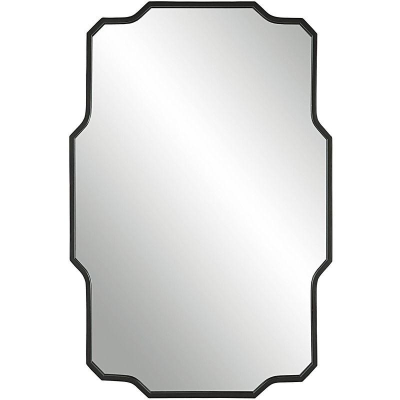 Uttermost Rectangular Vanity Decorative Wall Mirror Modern Sharp Angles Soft Curves Matte Black Iron Frame 24" Wide for Bathroom
