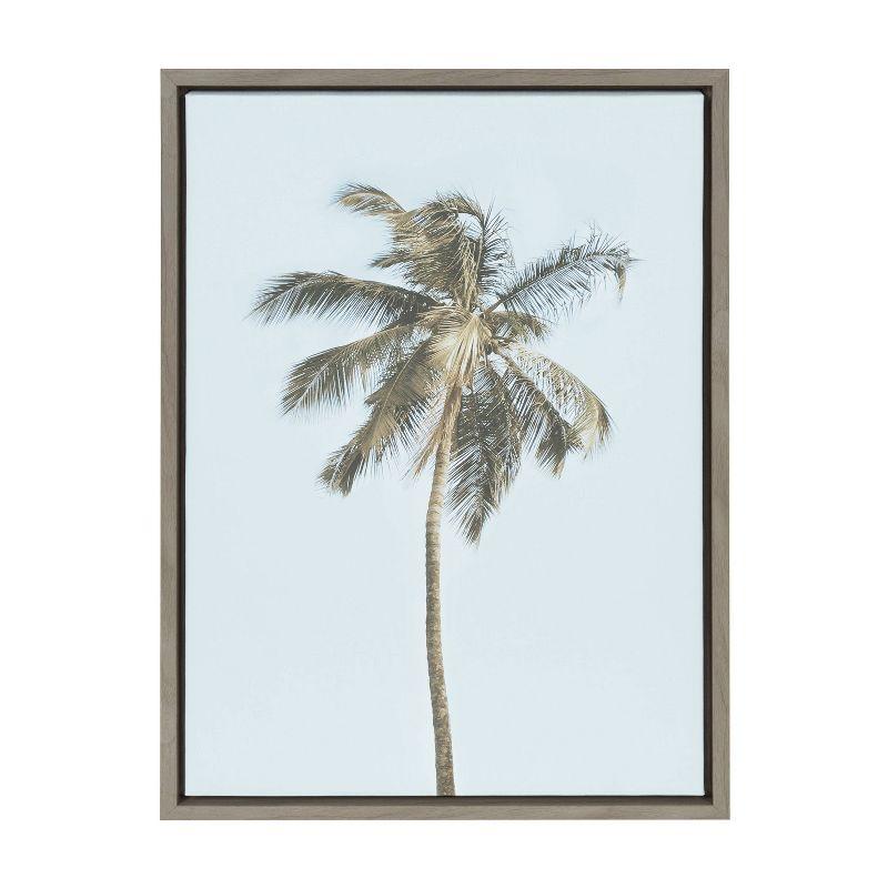 Sylvie Gray Framed Coconut Palm Tree Canvas Wall Art