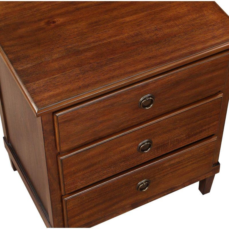 Comfort Pointe Cambridge Nightstand Brown: Elegant 3-Drawer Storage, Metal Hardware, No Assembly Required