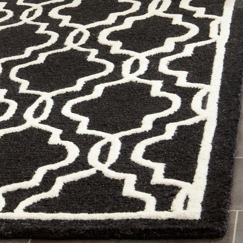 Hand-Tufted Cambridge Square Wool Rug in Black/Ivory