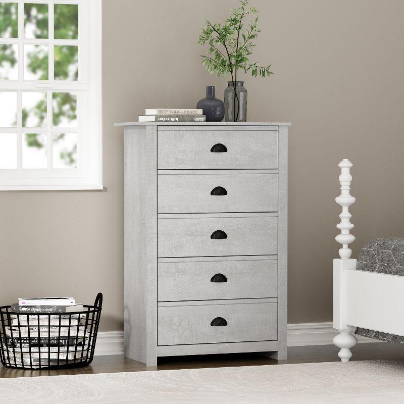 Galano Geordano 5-Drawer Knotty Oak Chest of Drawers (46.2 in. × 17.1 in. × 30.4 in.)