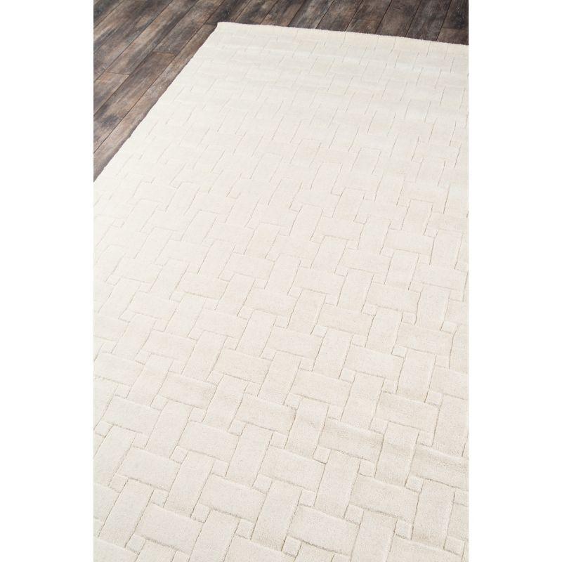 Ivory Basketweave 100% Wool Area Rug 5'x8' - Momeni