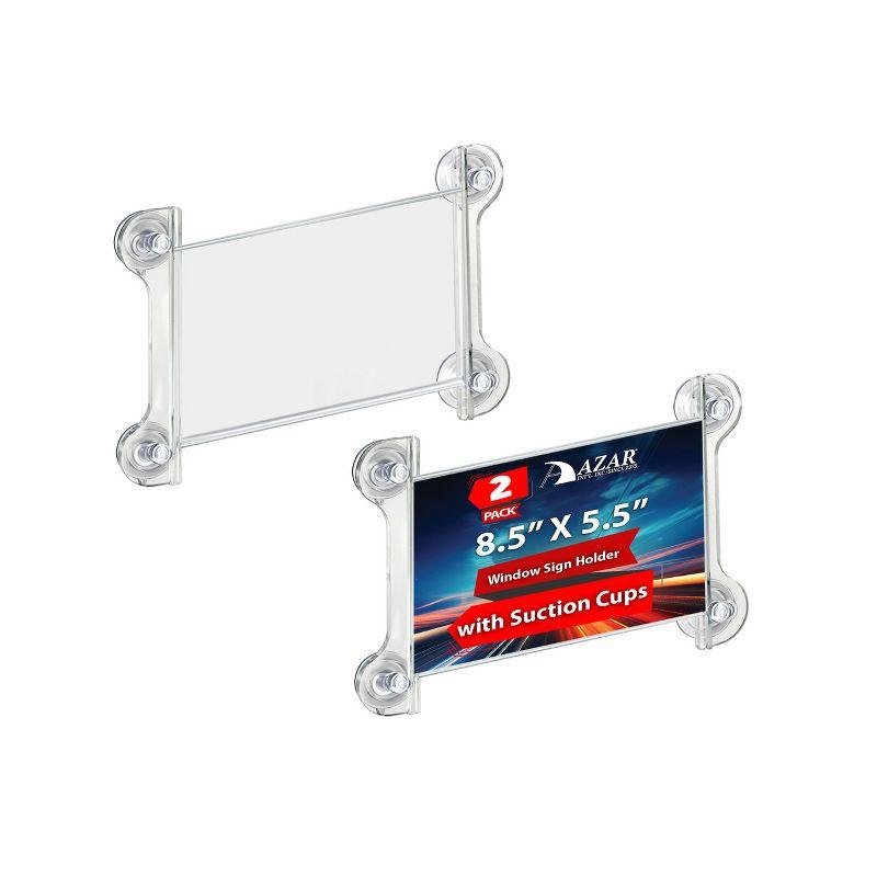 Clear Acrylic Window/Door Sign Holder Frame with Suction Cups 8.5''W x 5.5''H, 2-Pack (Set of 2)