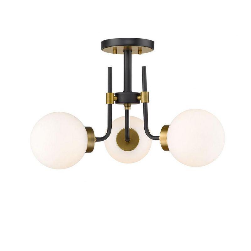 Z-Lite Parsons 3 - Light Semi-Flush Mount in  Matte Black/Olde Brass