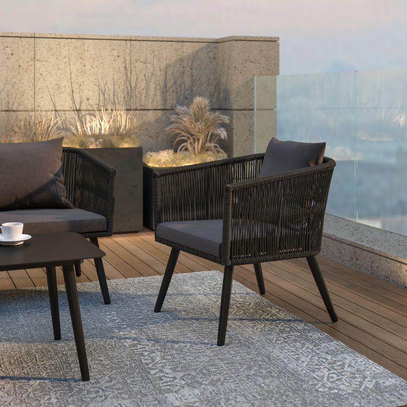 Kierra Black and Gray Metal 4-Piece Patio Conversation Set