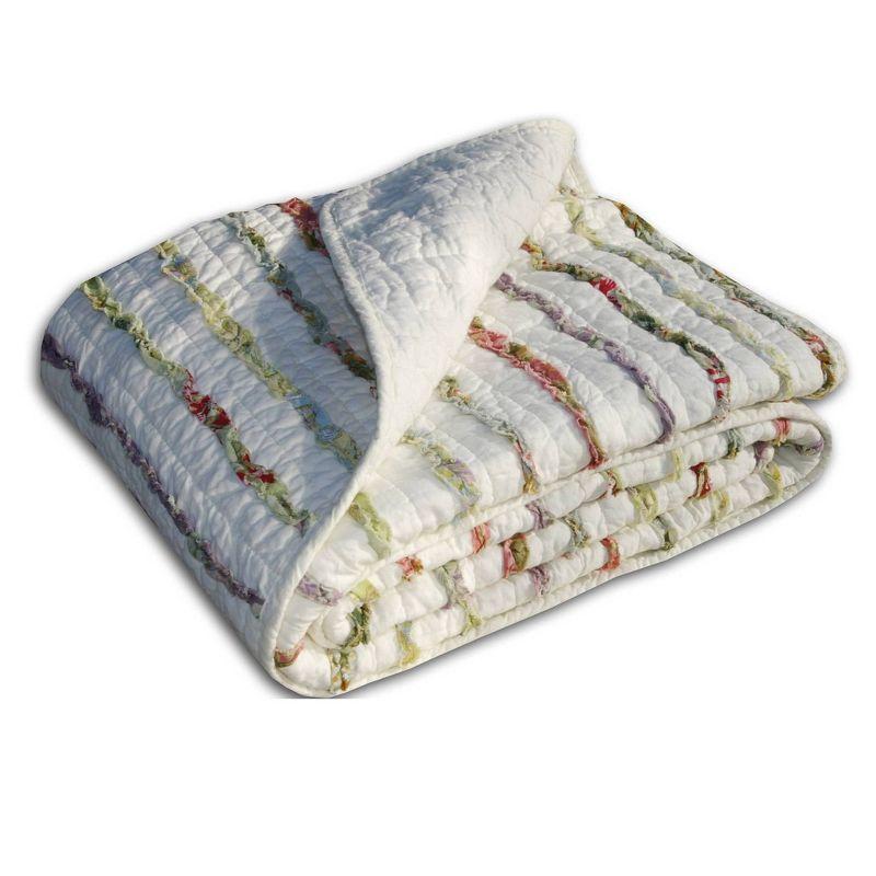 Bella Ruffle 100% Cotton Quilted Throw