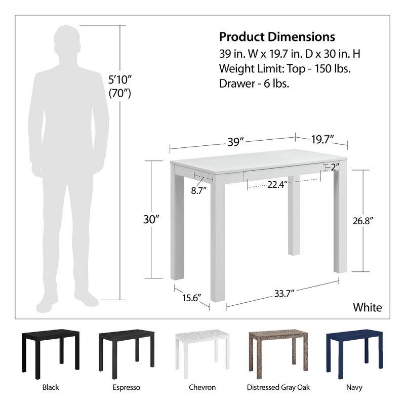 Parsons Computer Desk with Drawer, White