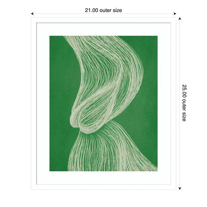 Emerald Motion Abstract Green and White Wood Framed Print