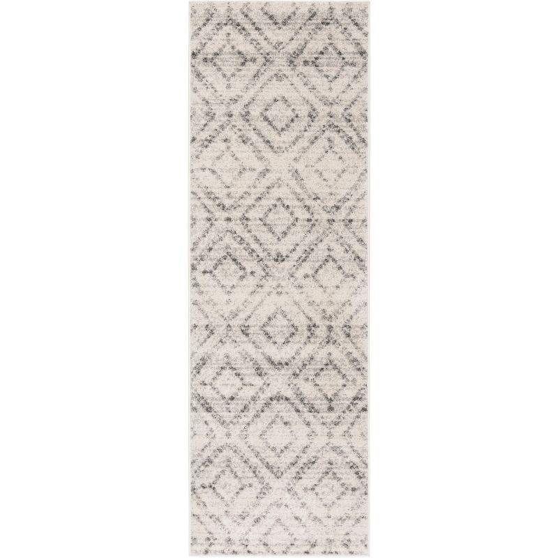 Adirondack Light Grey and Grey Synthetic Runner Rug