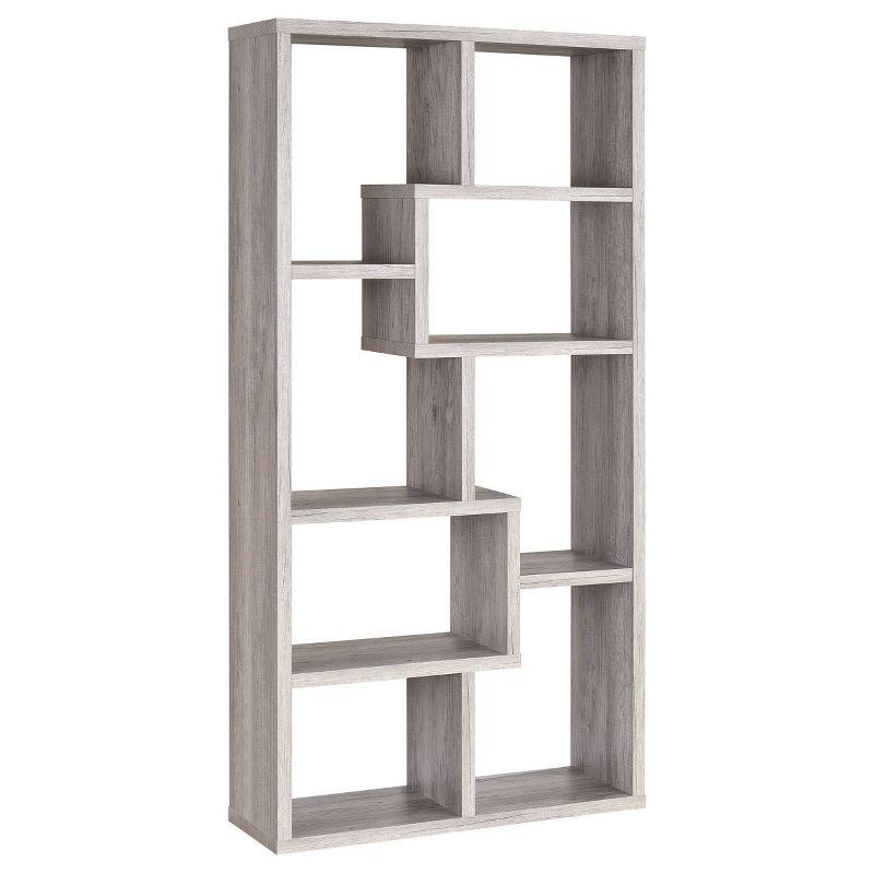 70.75" Theo 8 Shelf Bookcase Gray Driftwood - Coaster