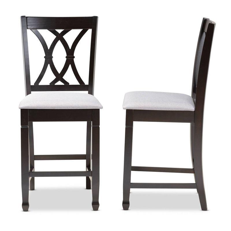 Set of 2 Reneau Finished Wood Counter Height Barstools - Baxton Studio: Upholstered, Rubberwood Frame